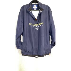 Reebok St Louis Rams Equipment Pullover Jacket 1/4 Zip Navy Blue Men's Size XL